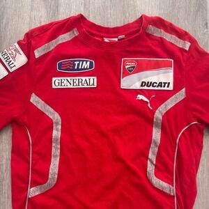 Puma Ducati Corse Racing Team T-Shirt Mens Small Red TIM Generali Sponsor Patch